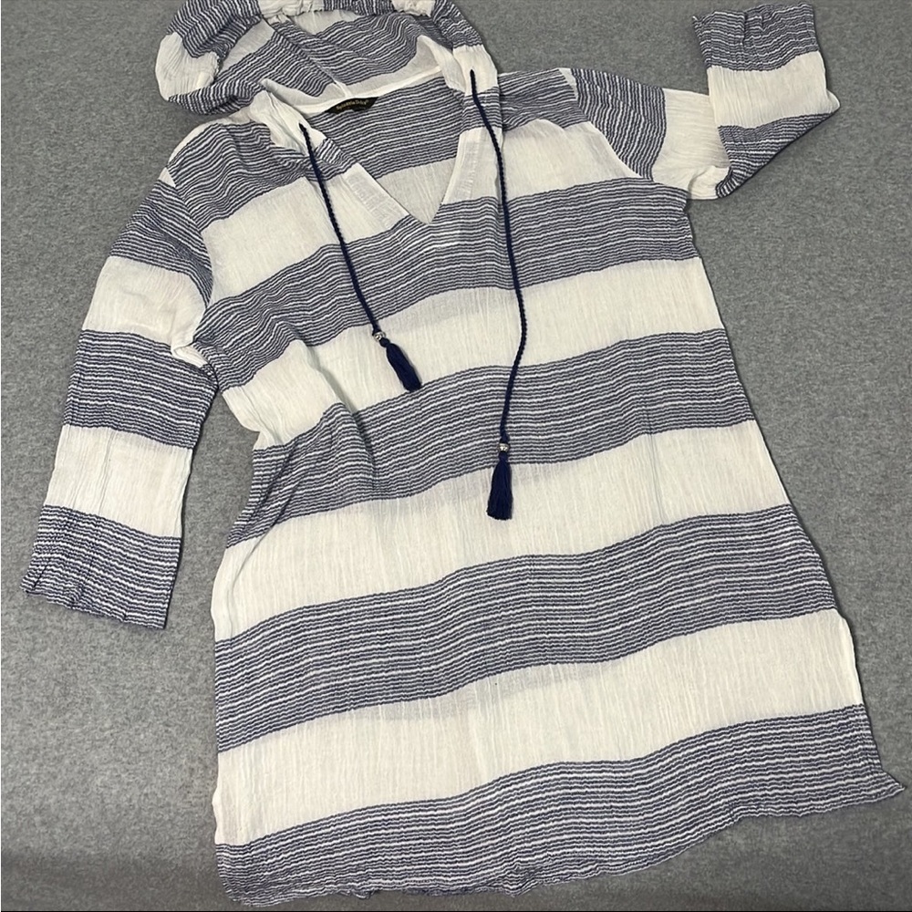 Spiaggia Dolce Swim Coverup Mini Dress Size Small Hooded Beach Coastal